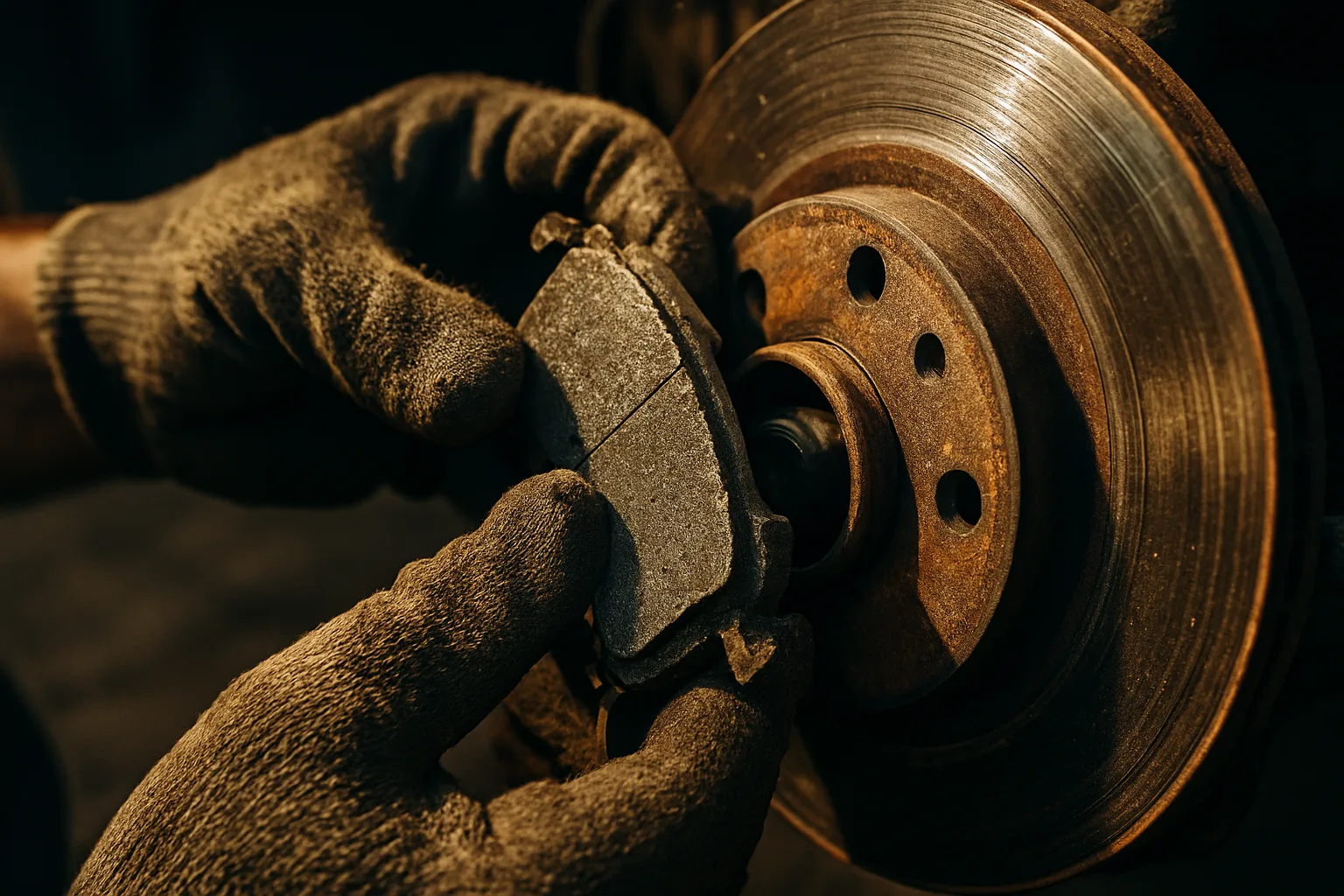 Brake pad and rotor replacement in progress